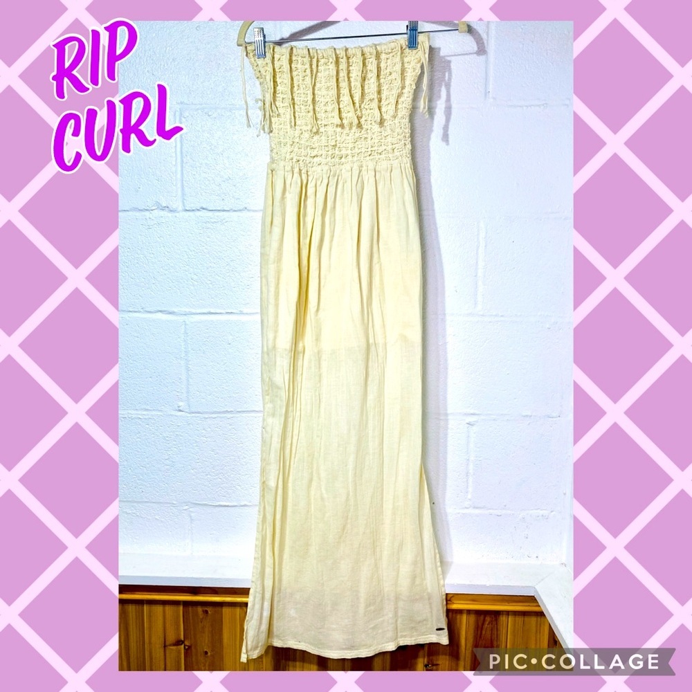 NWT Roxy Strapless Flowy Cream Sheer Summer Dress